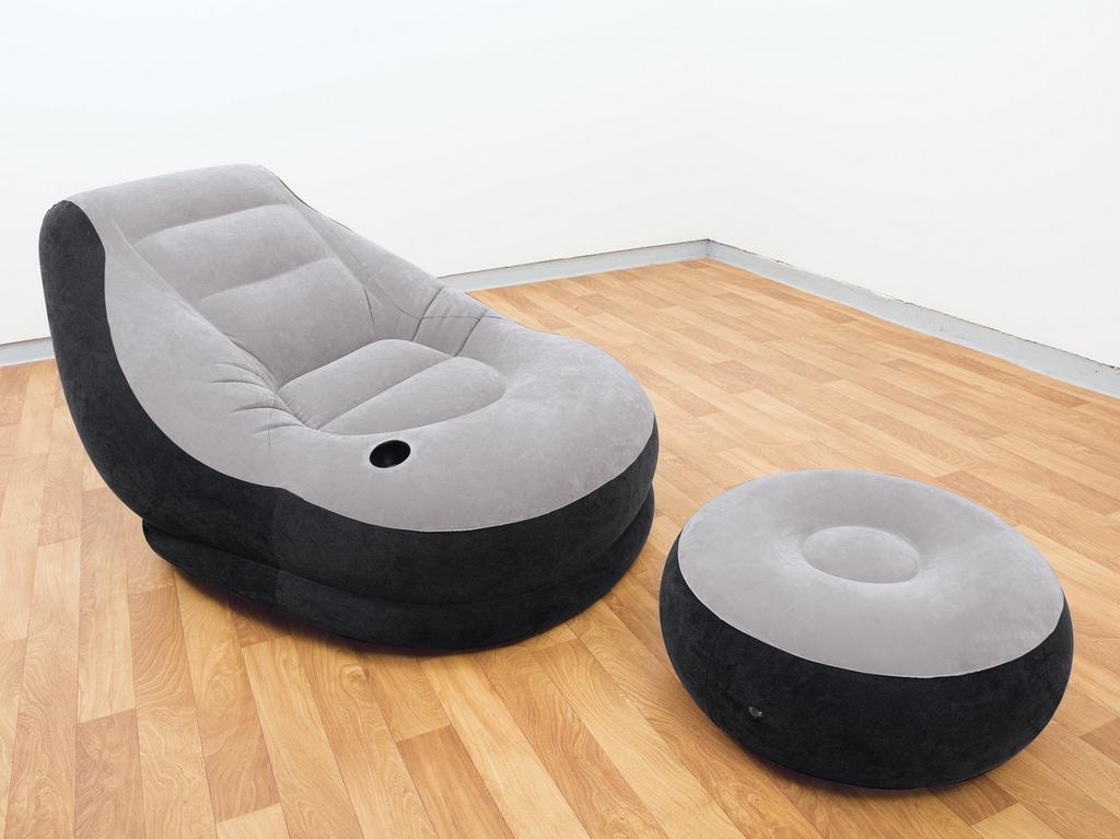 Velvet Armchair With Footstool 130 X 99 X 76 Cm Intex 68564