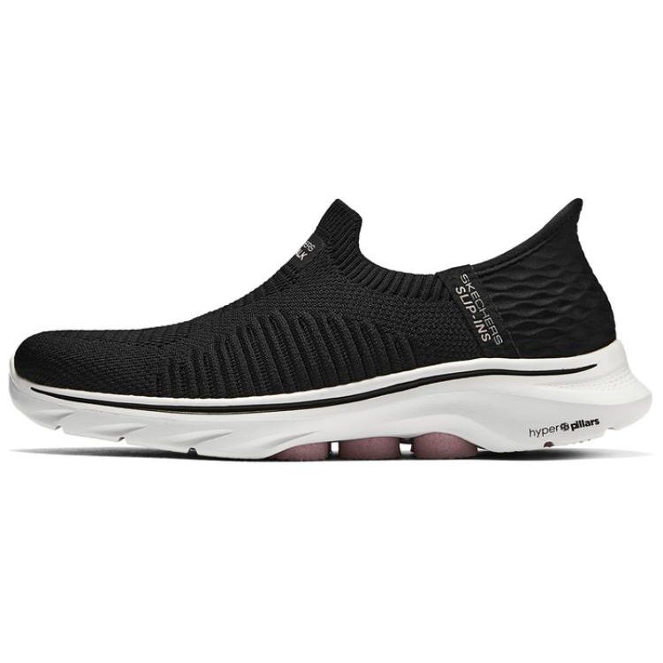 Skechers Go Walk 7 Mesh Fabric Slip-Ins Women Sneakers Black White Pink 125240-BKPK 35