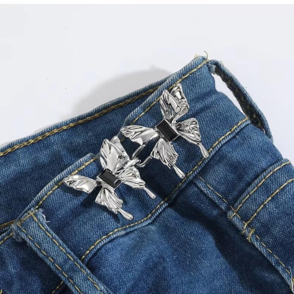 Five Pointed Star Jeans Buttons Adjustable Butterfly Pants Pins Waist Tightening Tool Fixed Brooches Dress Decoration
