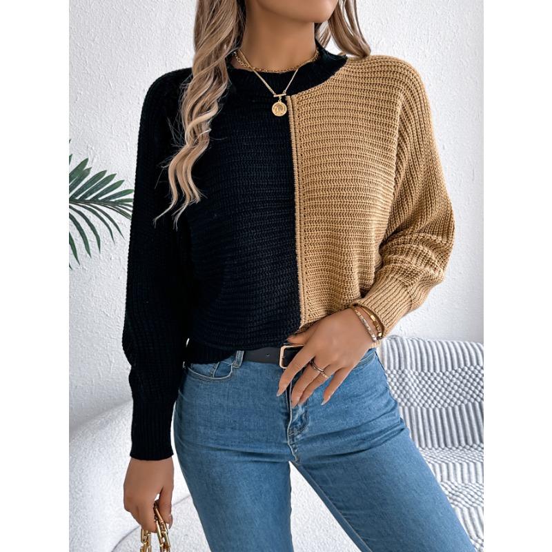 

DAFIFY Женские модные повседневные осенне-зимние свитера с принтом в стиле колор-блок, с длинным рукавом и круглым вырезом S хаки