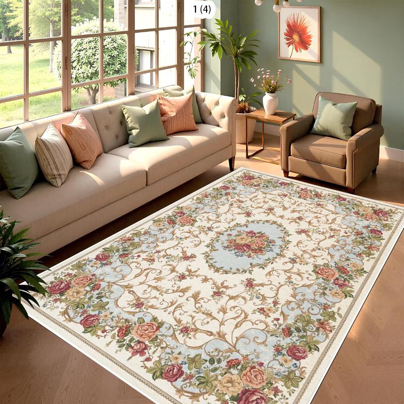 

3D European Flower Carpet Mat Rug Home Decoration Living Room Bedroom Floor Decor Rose Peony Garden Vintage Style Non Slip Rugs 40x60cm
