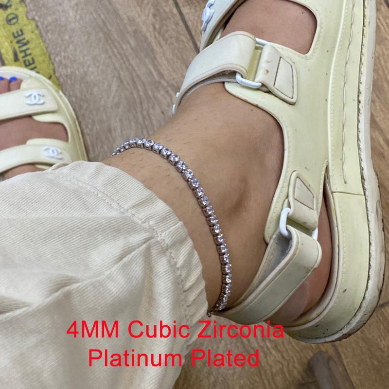 

Zircon Tennis Anklet For Women Sexy Luxury Iced Out Crystal Gold Color Bracelet Leg Chain Beach Jewelry Sandals Accesorios HA001