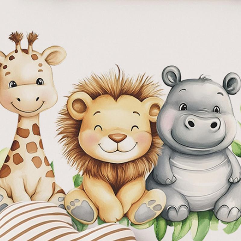 Caton Giraffe Löwe Flusspferd Wandaufkleber Kinderzimmer Schlafzimmer Hintergrund Dekoration Tapete Heimdekoration Aufkleber