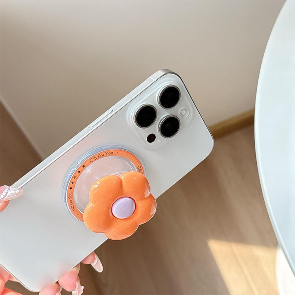 Cute Aesthetic Flower Phone Stand Korean Version For iPhone Samsung Adjustable Magnetic Ring Holder Girls Gift Accessories