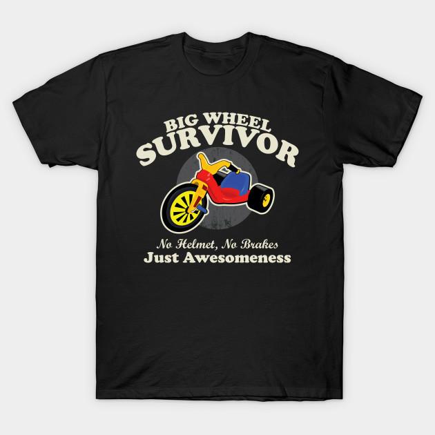 Men Black Print T-shirt Big Wheel Survivor No-Cut Transfer Paper Print Cotton Tshirt S чёрный
