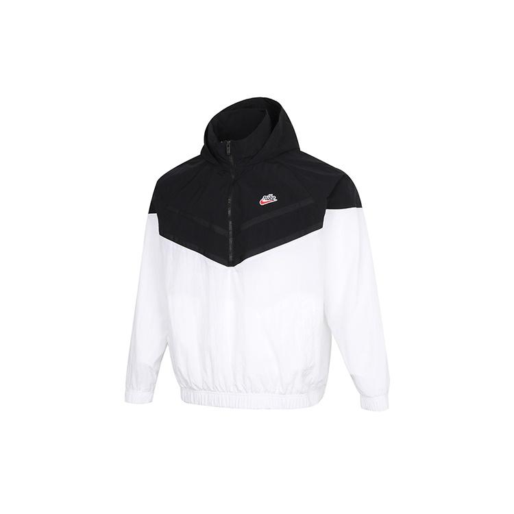 Nike Logo Print Hooded Jacket Black/White Men s DA2493-010 L