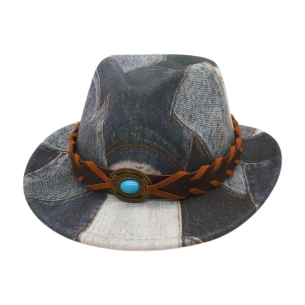 Holiday Ethnic Style Children'S Skeleton Niche Retro Western Denim Splicing Top Hat Premium American Jazz Hat