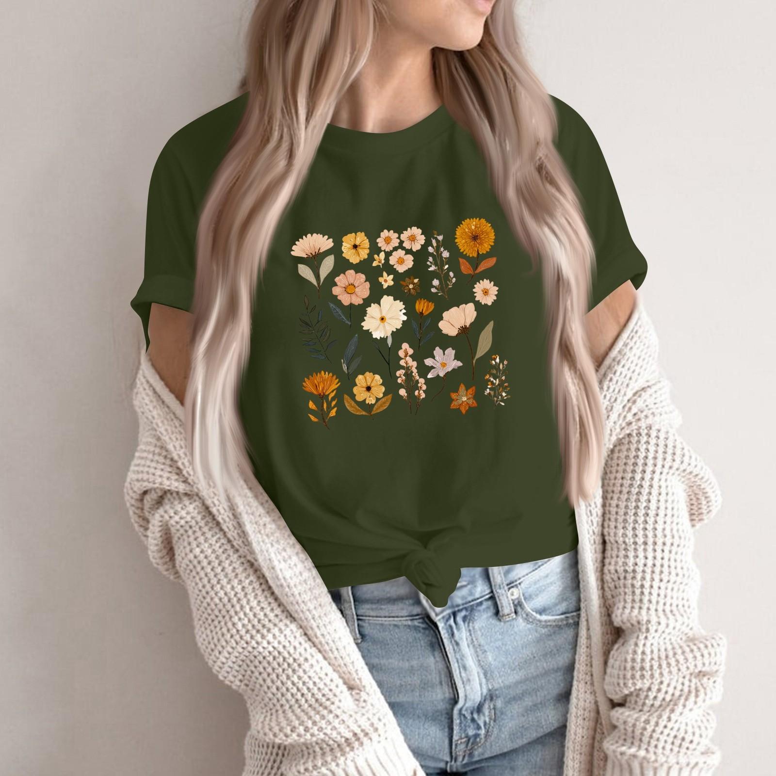 

Женская модная повседневная футболка-пуловер с принтом, круглым вырезом и короткими рукавами XXL