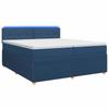 Box Spring Bed with Mattress and Headboard Blue 200 X 200 Cm Fabric