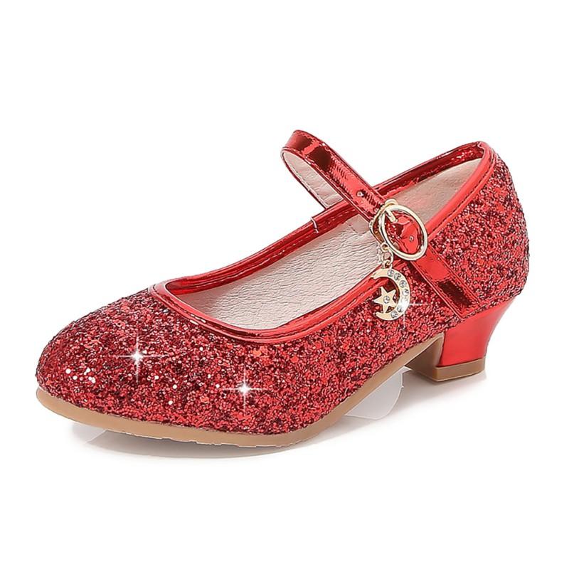 

Kids Girls Sequin High Heeled Shoes Shining Princess Crystal Shoes Ceremonial Party Shoes 40
