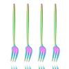4Pcs Stainless Steel Tea Forks Black Gold Cake Fork Snack Salad Coffee Fruit Fork Mirror Cutlery Tableware Set Kitchen Utensils