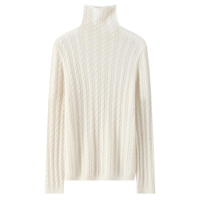Women's Cashmere Mock Neck Sweater - Solid, Versatile Base Layer for Autumn/Winter, Twelve Gauge Knit Pullover
