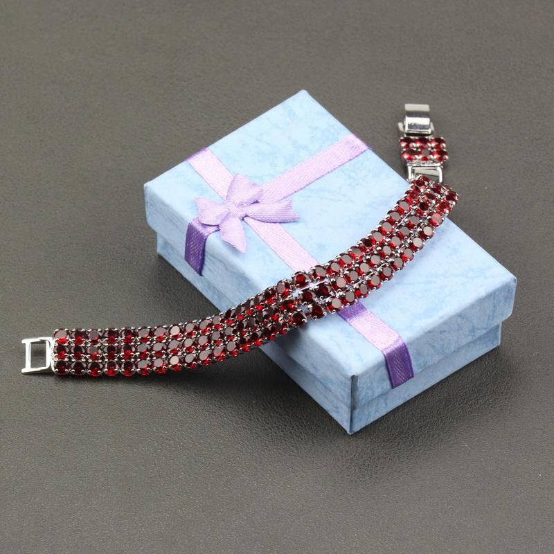 Kvalitet Röd Granat Bröllopssmycken Länkarmband Längd 19,5 cm 5-Färgad För Kvinnor Bröllopsdekoration