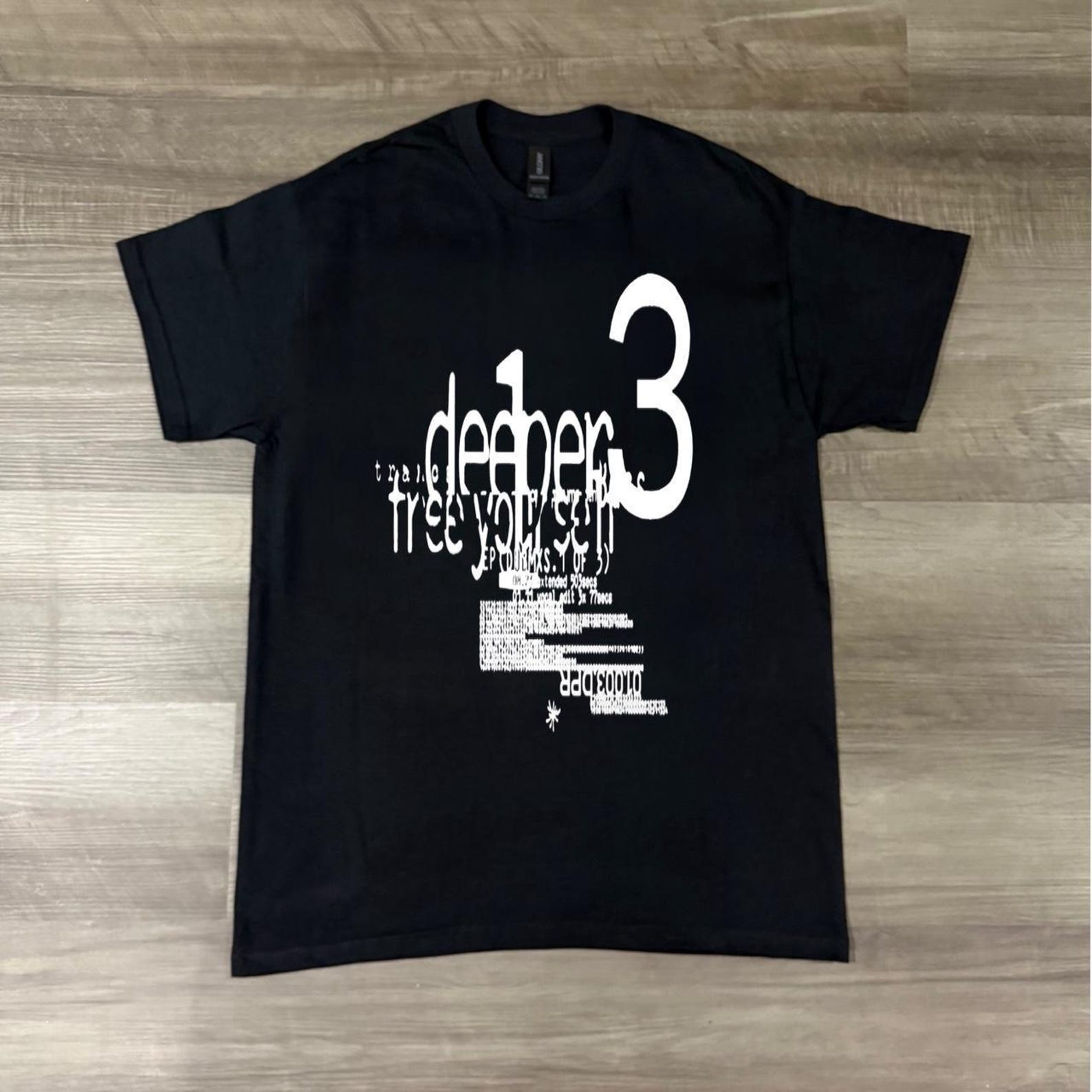 Glitch Text Graphic T-Shirt, Abstract Typography Tee, Modern Streetwear Shirt, Unisex Black White Tee, Minimal Graphic Top S