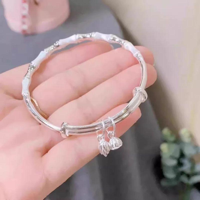 

Bracelet Women s Sterling Silver 2025 New Arrival 9999 Pure Silver Niche Style Solid Girlfriends College Entrance Examination Gifts for Girlfriend Bamboo two world joy 25g + certificate + gift bag