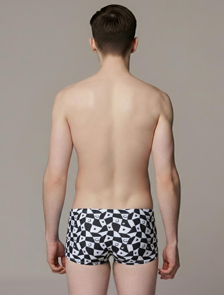 Toneidoseupocheu Smile Wave Short Square Middle Cut Black Swimsuit