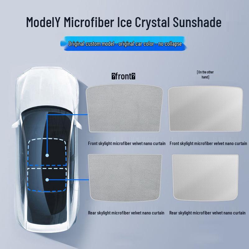 Tesla Model 3/Y Suede Sunroof Sunshade - Heat Insulation & Sun Protection Sky Curtain