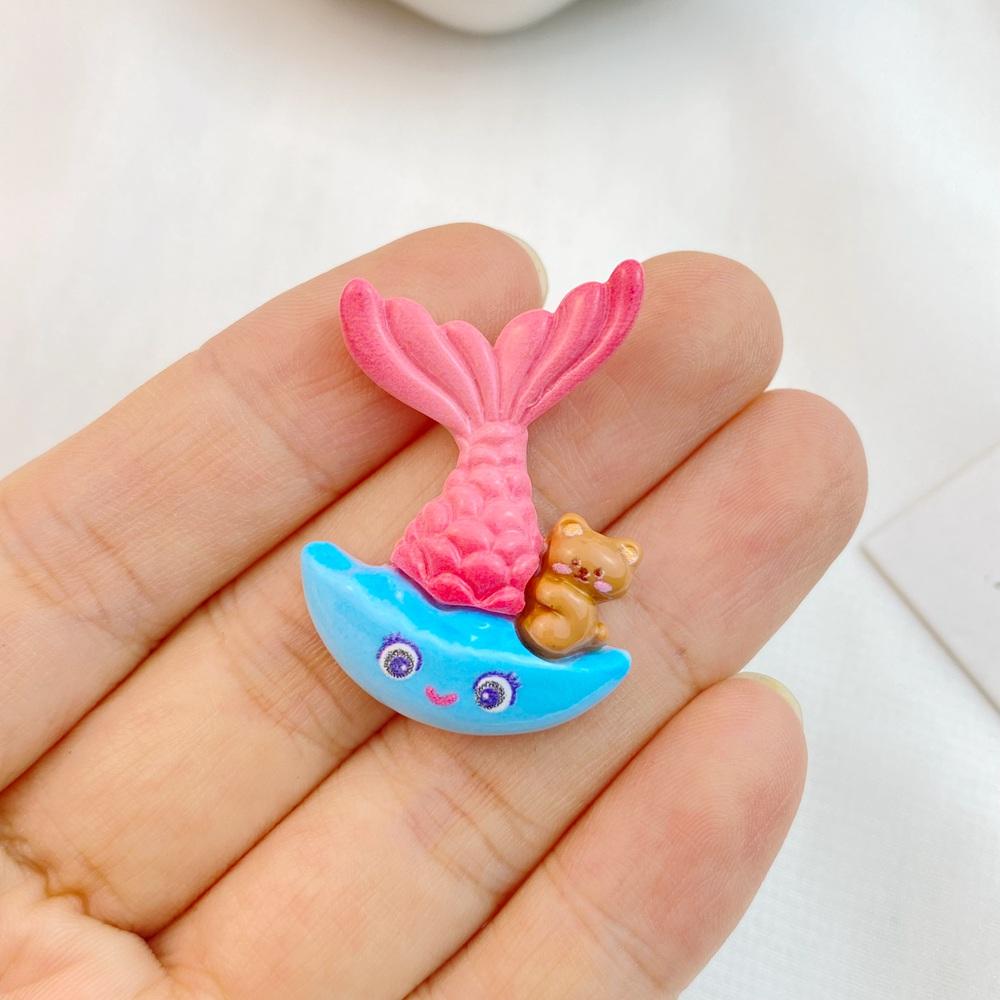 7Pcs New Cute Mini Cartoon Whale, Octopus, Turtle, Seahorse Series Flat Back Ornament Jewelry Bows Accessories