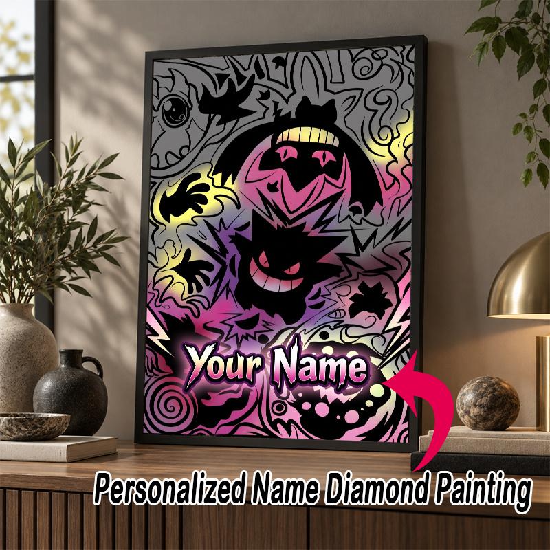 Personalized Gengar Diamond Art Custom Name 5D Diamond Painting Full Drill DIY Craft