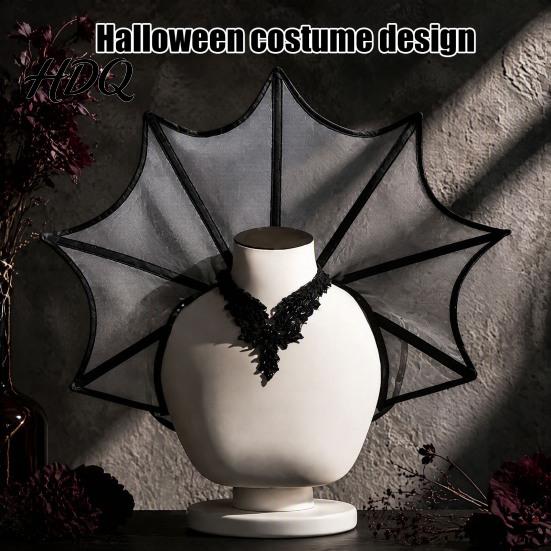 Collare alto per Halloween, collare da vampiro, mantellina gotica vittoriana per le spalle, collo elisabettiano da donna per festa in costume, cosplay, mascherata