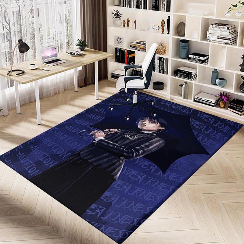 1pc Wednesday Addams Mystery Carpet for Playroom Bedroom Living Room Sofa Home Decor,kids Game Area Rug Non-slip Floor Mat Y82682