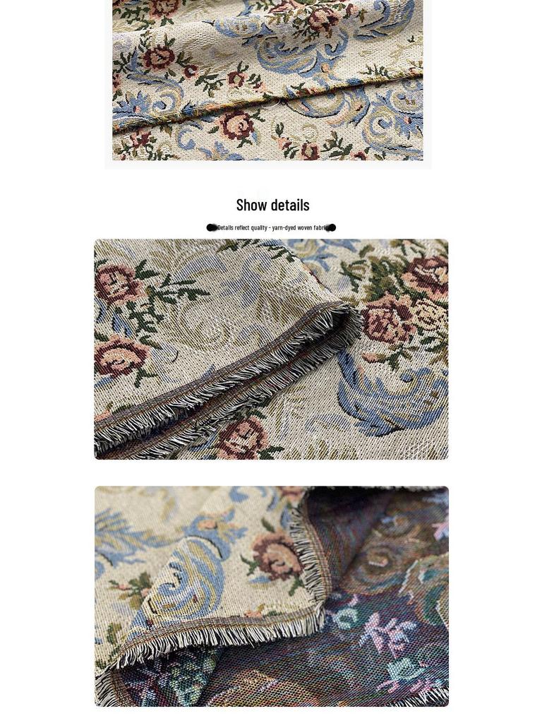 Premium Small Rose Jacquard Linen Fabric for Dress and Bag