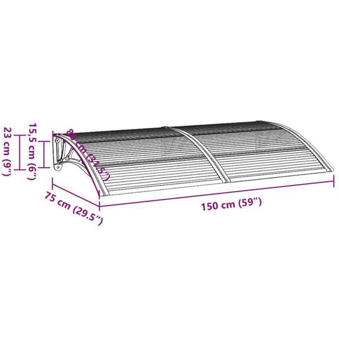VidaXL Door Awning, Solar Canopy with Support, Rain Protection Shelter, Patio Door Entrance Awning, 150x75 Cm 153582