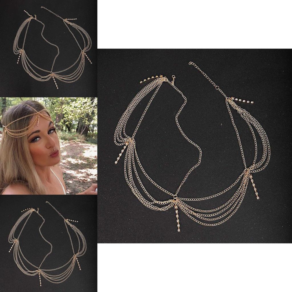 Fashionable Rhinestone Decoration Multi Layer Chain Design Women Headwear For Wedding Celebrations