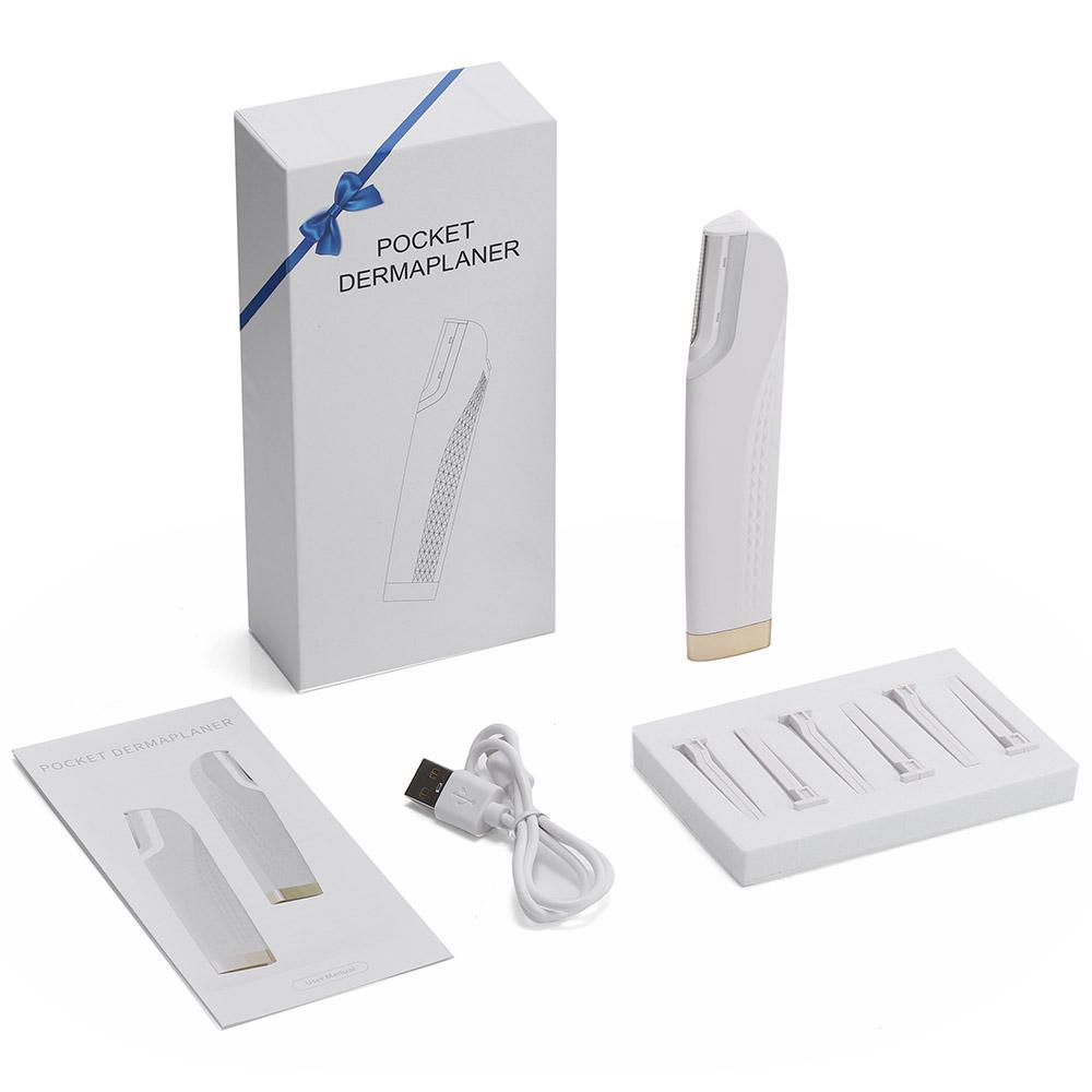 Sonic Lighted Electric Razor Shaver for Eyebrow Facial Hair Removal, Flawless Dermaplaning Tool with 6 Replacement Blades