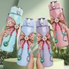 1PC Floral Bow Stethoscope Medical 750ml Color Plastic Sports Water Bottle Leakproof Flip Straw Lid Suitable for Sports Office Home Use
