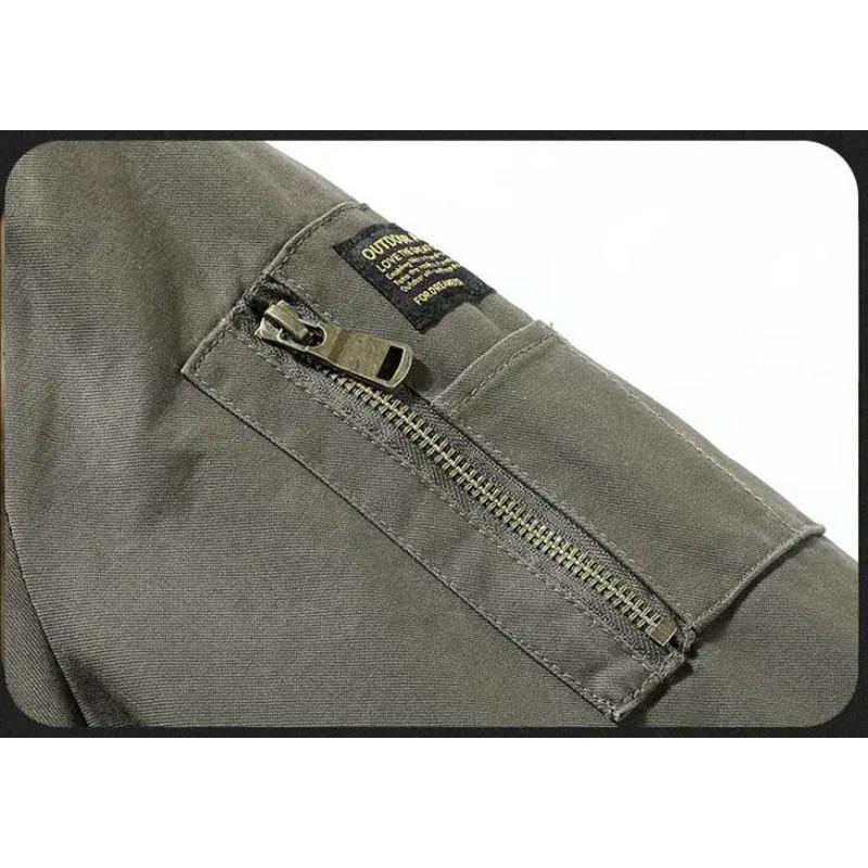 Fashion Men Fleece Warm Bomber Jackets Winter Parkas Quality Male Cotton Multi-pockets Cargo Jackets Outdoor Tooling Coats