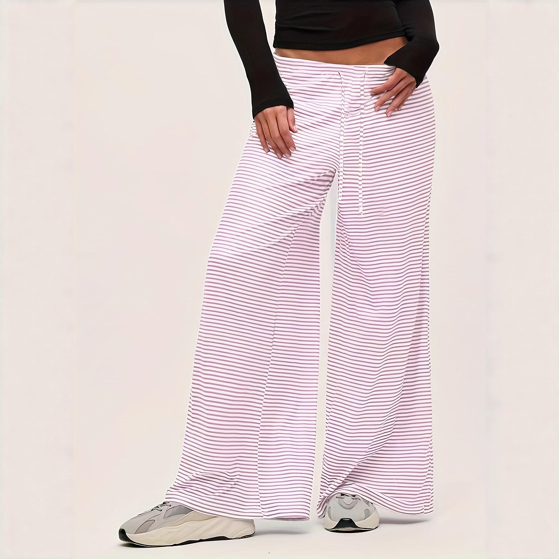 

2026 New Cotton Feel Color Block Striped Joggers, Loose Fit Straight Leg Casual Pants with Elastic Waist & Drawstring for Plus Size Women XL червоний