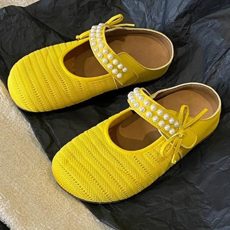 Designer Weave Women's Flats Slippers Bead Bow Mules Shoes Summer Trend 2025 New Shallow Flip Flops Walking Cozy Slides