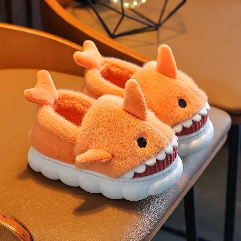 2025 New Green Cloudy Sharks Slipper Children Funny Shark Slippers Kids Shoes Babi Animal Fish Plush Slides