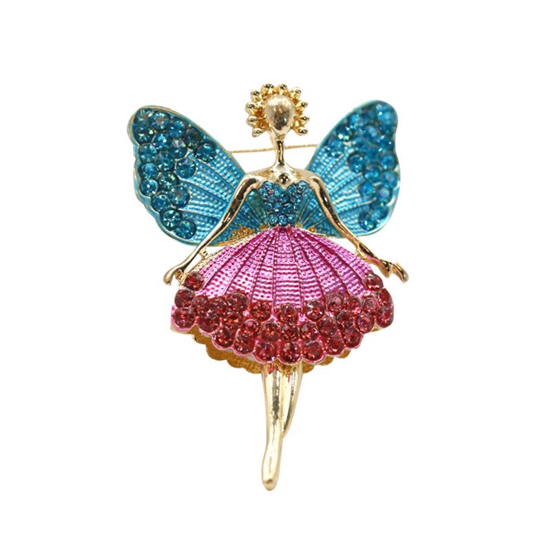 Korean Style Cute Rhinestone Angel Girl Brooch for Women's Sweater or Coat