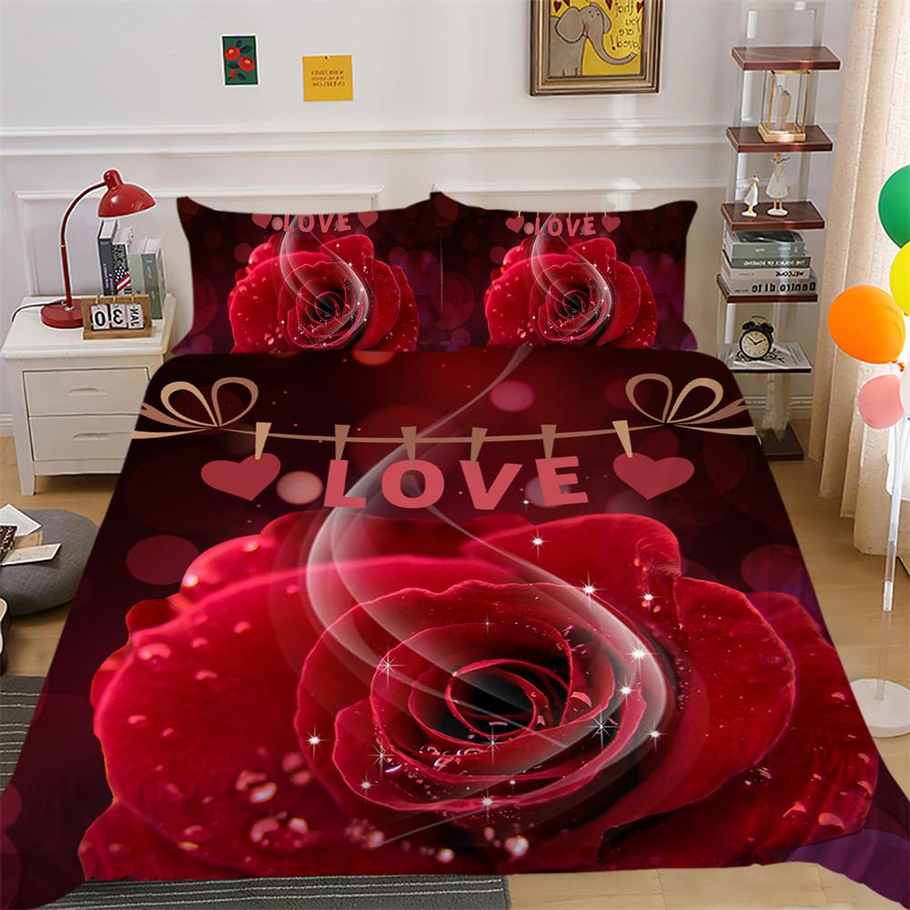 Juego de funda nórdica con estampado de flores en 3D, ropa de cama, colchas de poliéster de tamaño doble, ropa de cama para el hogar a la moda