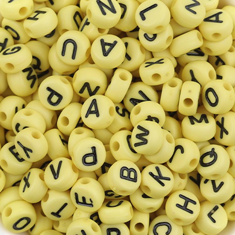100Pcs Acrylic Flat Letter Beads Alphabet Round Smile Spacer Loose Bead For Diy Jewelry Bracelet Charm Supplies