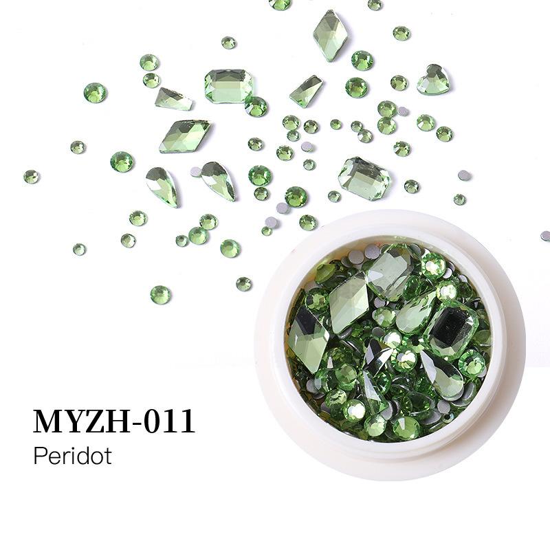 Round Box Nail Art Jewelry Glass Round Diamond Special-Shaped Diamond Flat Bottom Diamond Nail Art Diamond Jewelry Mixed