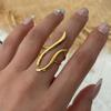 Stainless Steel Irregular Geometric Ring for Women Vintage Gold Color Sun Leaf Joint Finger Ring Party Versatile Jewerly Gifts
