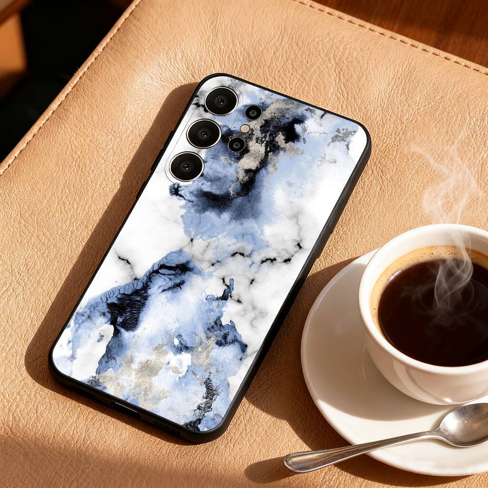 G-Glitter Art Marble Pattern Phone Case For Samsung S26,S25,S24,S21,S22,S23,S30,Ultra,S20,FE,Lite,10,9,Black Cover