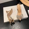Summer Women's High Heels, Fashionable Pointed Toe Wine Glass And Bow Rhinestone High Heel Sandals