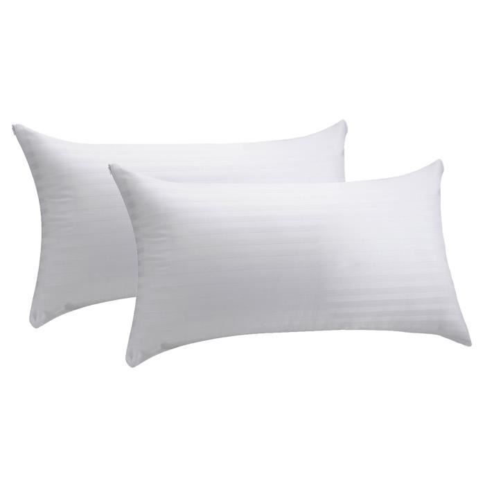 Pikolin Home - 2 X Taie D'oreiller Coutil 100 % Coton Avec Taie Lavable - 90x35cm