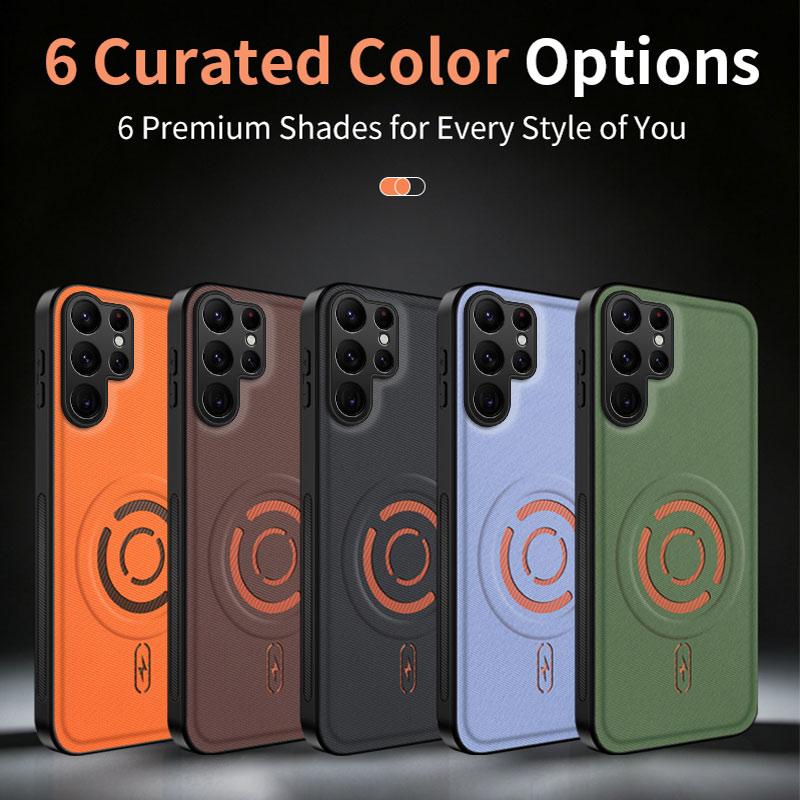 Case For Samsung Galaxy S26 Ultra S26+ FE Magnetic Technology Leather Texture TPU Edge Protection Cover For Galaxy S26 Plus