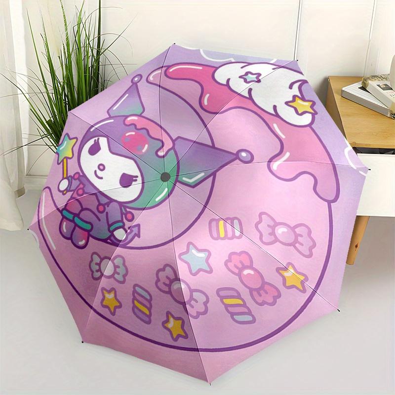 

1pc Kuromi on the Moon Pattern Beautiful Looking Automatic Folding Umbrella, 3 Folding, 8 Pole Frame Design, Durable and Suitable for Travel and Daily