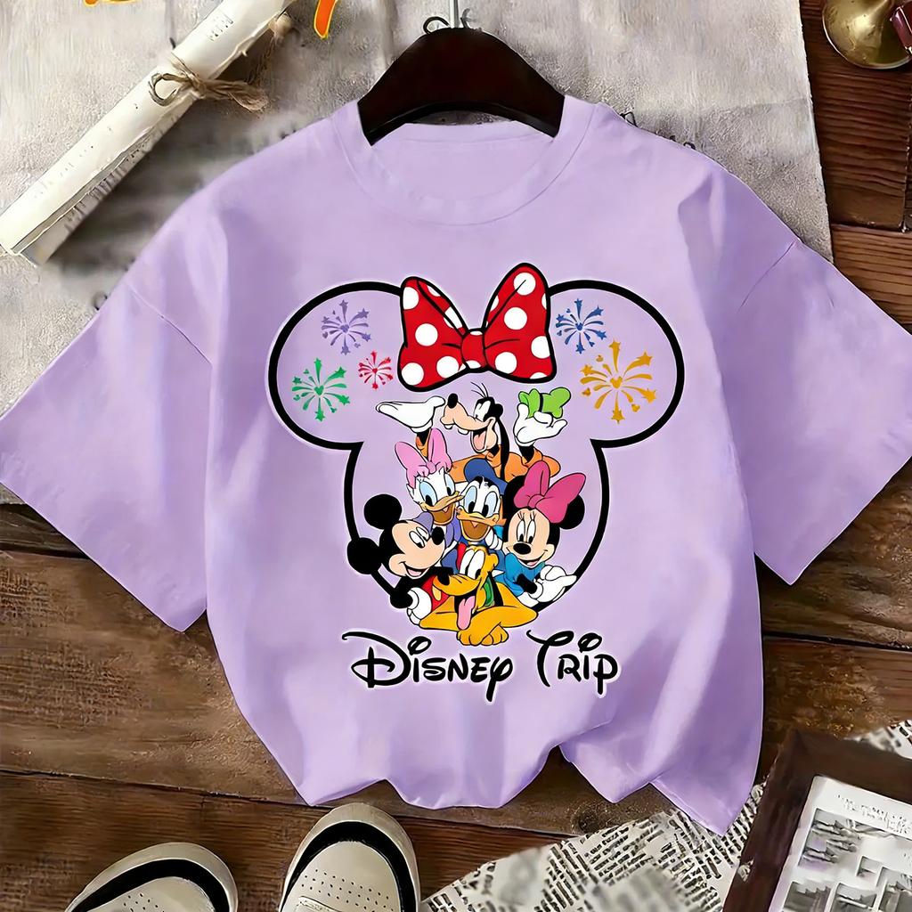 Summer Boys and Girls Clothing - Disney Mickey Mouse Fashion Cartoon Pattern T-Shirt - 100% Pure Cotton Short-Sleeved Shirt
