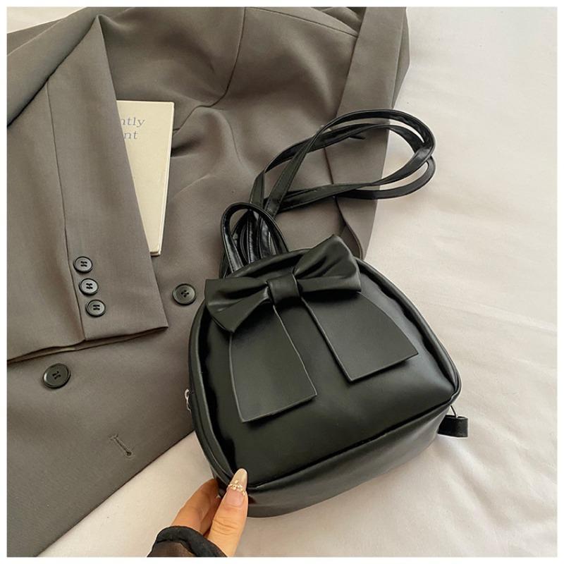 Beautiful solid color handbag women's new fashionable exquisite backpack bow casual student schoolbag