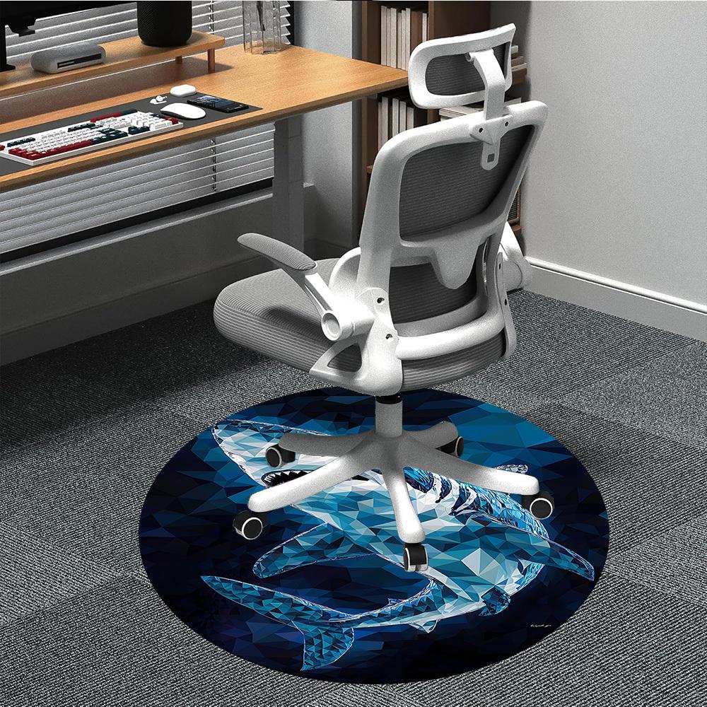 

1PC Ocean Predator Office Round Area Rug, Mat Suitable For Office, Under Office Chairs Bedroom Living Room Home Decor, Room Deco 80cm