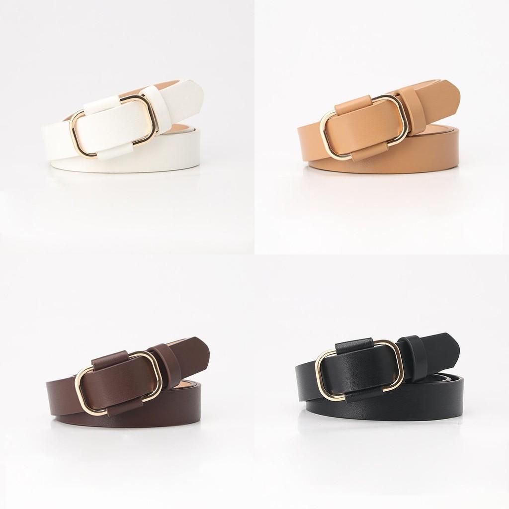 Womens Minimalist Faux Leather Belt For Jeans And Pants With Alloy Buckle