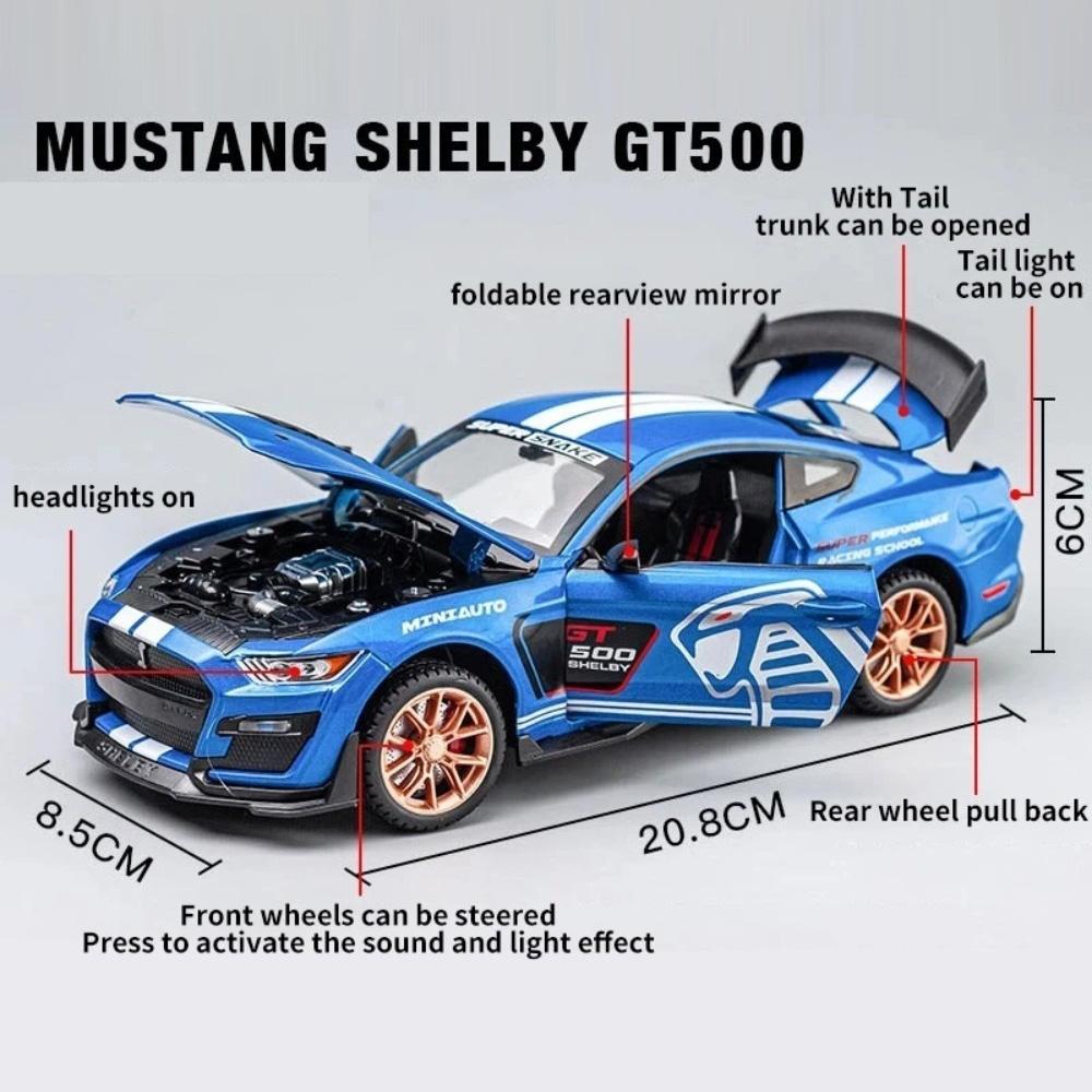 1:24 Shelby Cobra 427 GT500 Models Toys Cars Wheels Turned Vintage Car Alloy Rubber Tires Miniature Vehicles Kids Collection Fun