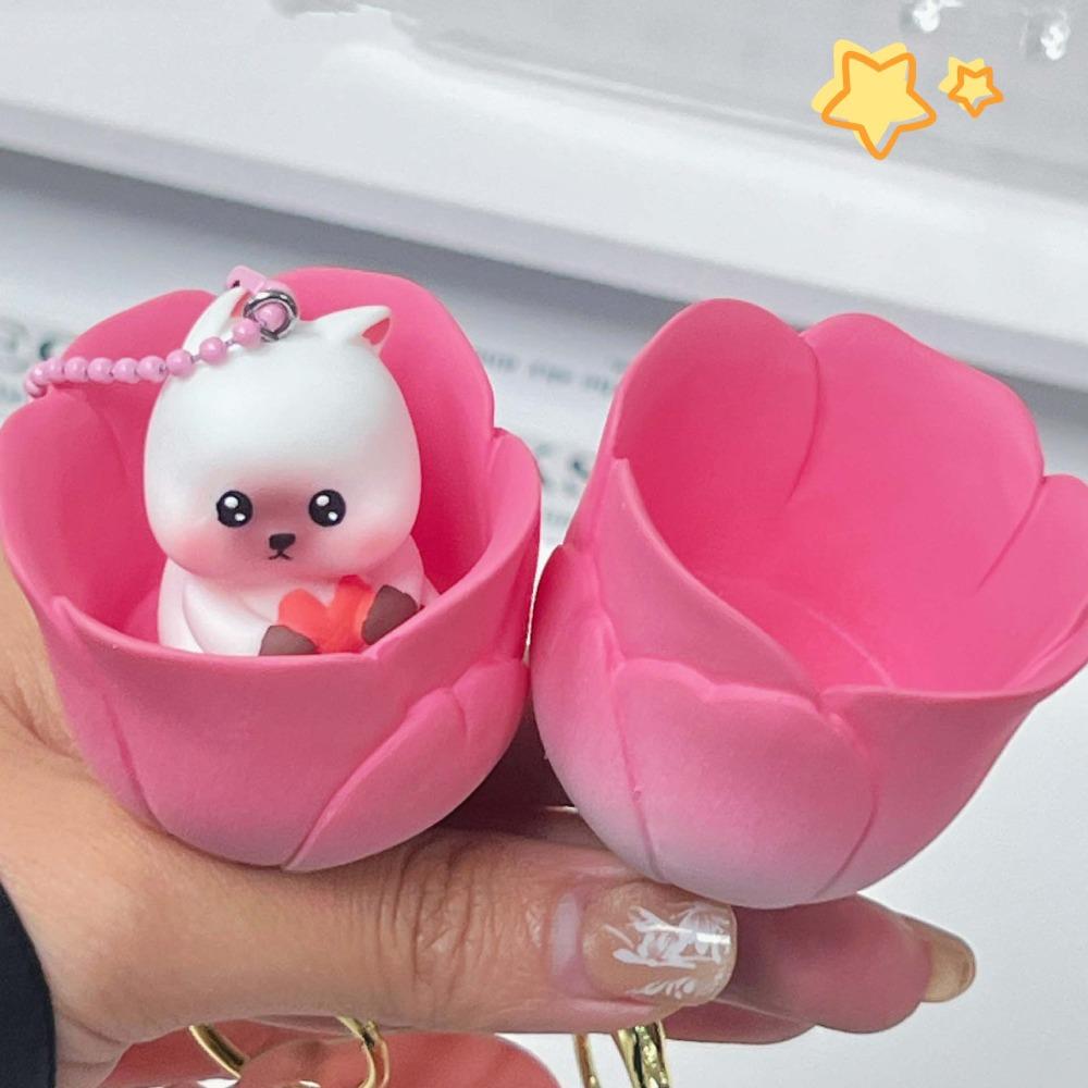 2pcs/set Magnetic Bear Keychains Cat Couple Pendants Funny Bag Charm  Car Key Accessories